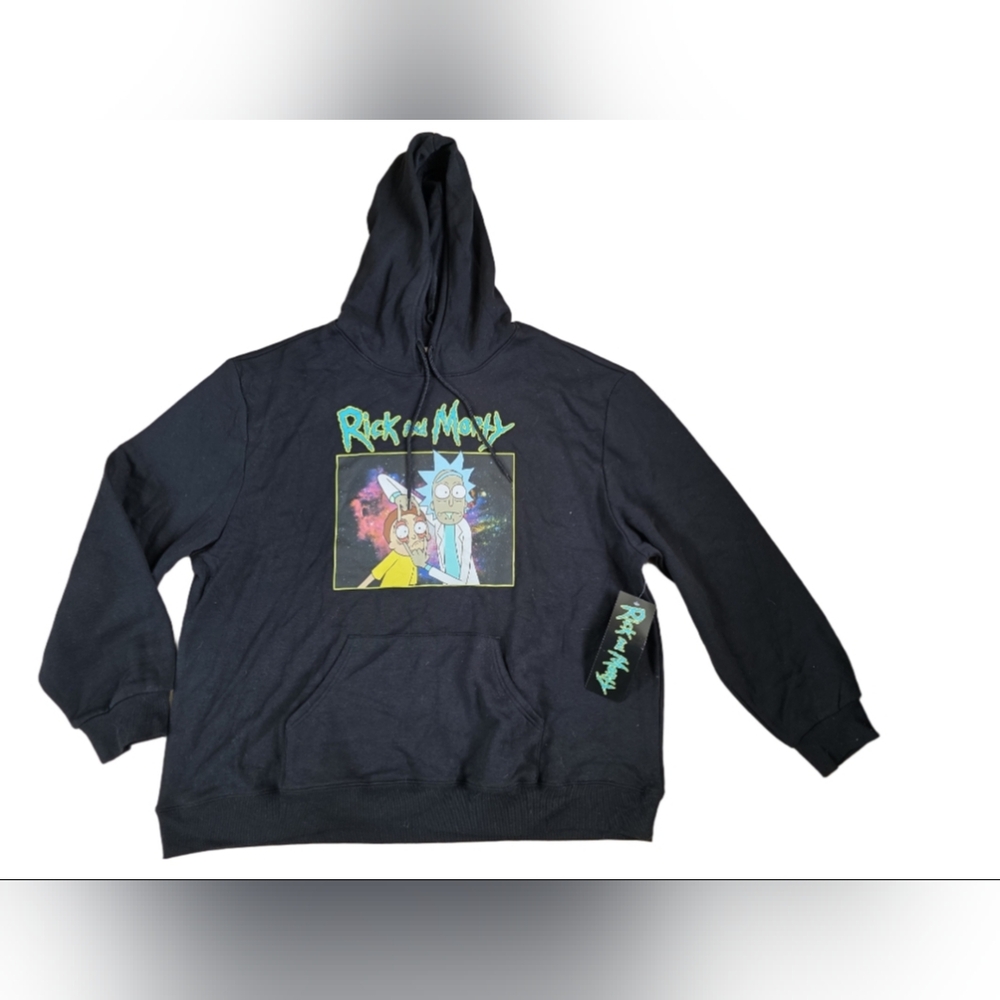 Rick & Morty Black Graphic Pull Over Hoodie Size XXXL NWT